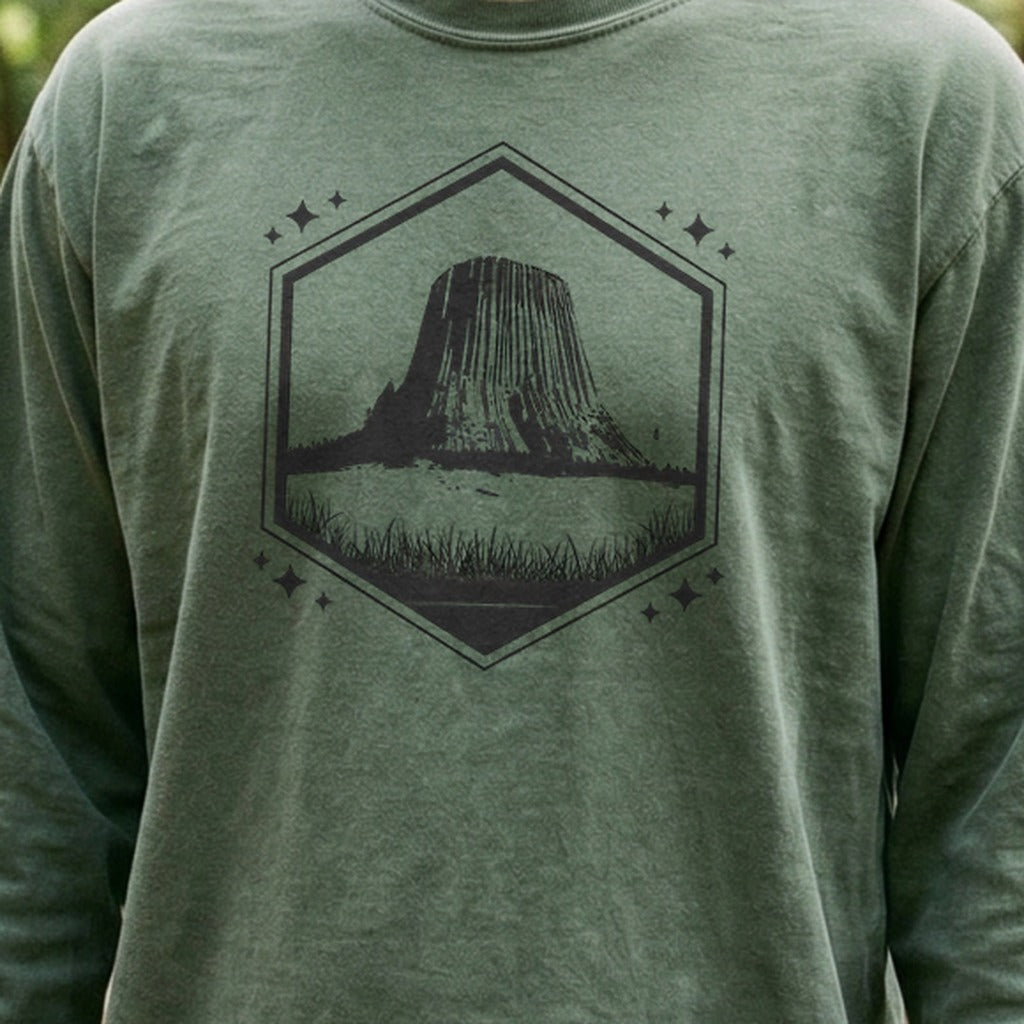 Devils Tower Wyoming Cotton Long Sleeve