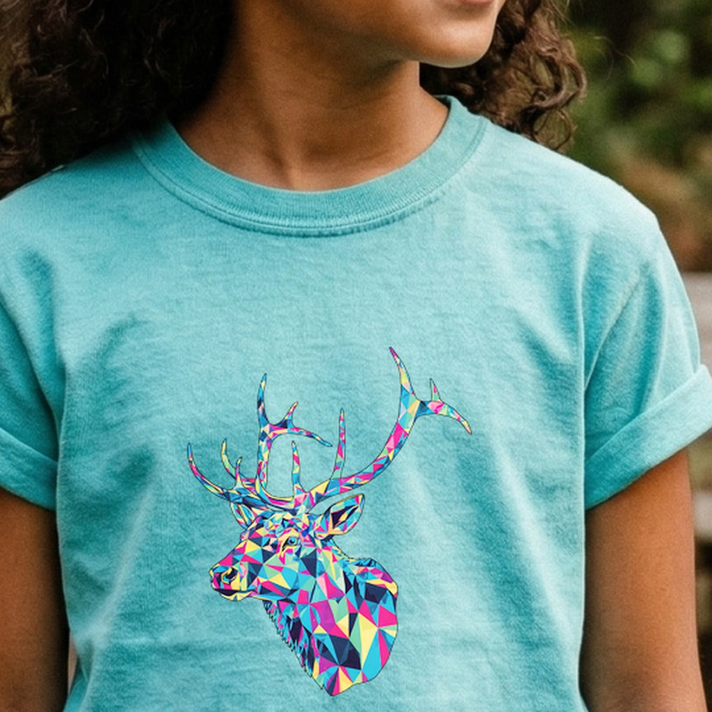 Elk Mosaic Kids Cotton T-Shirt