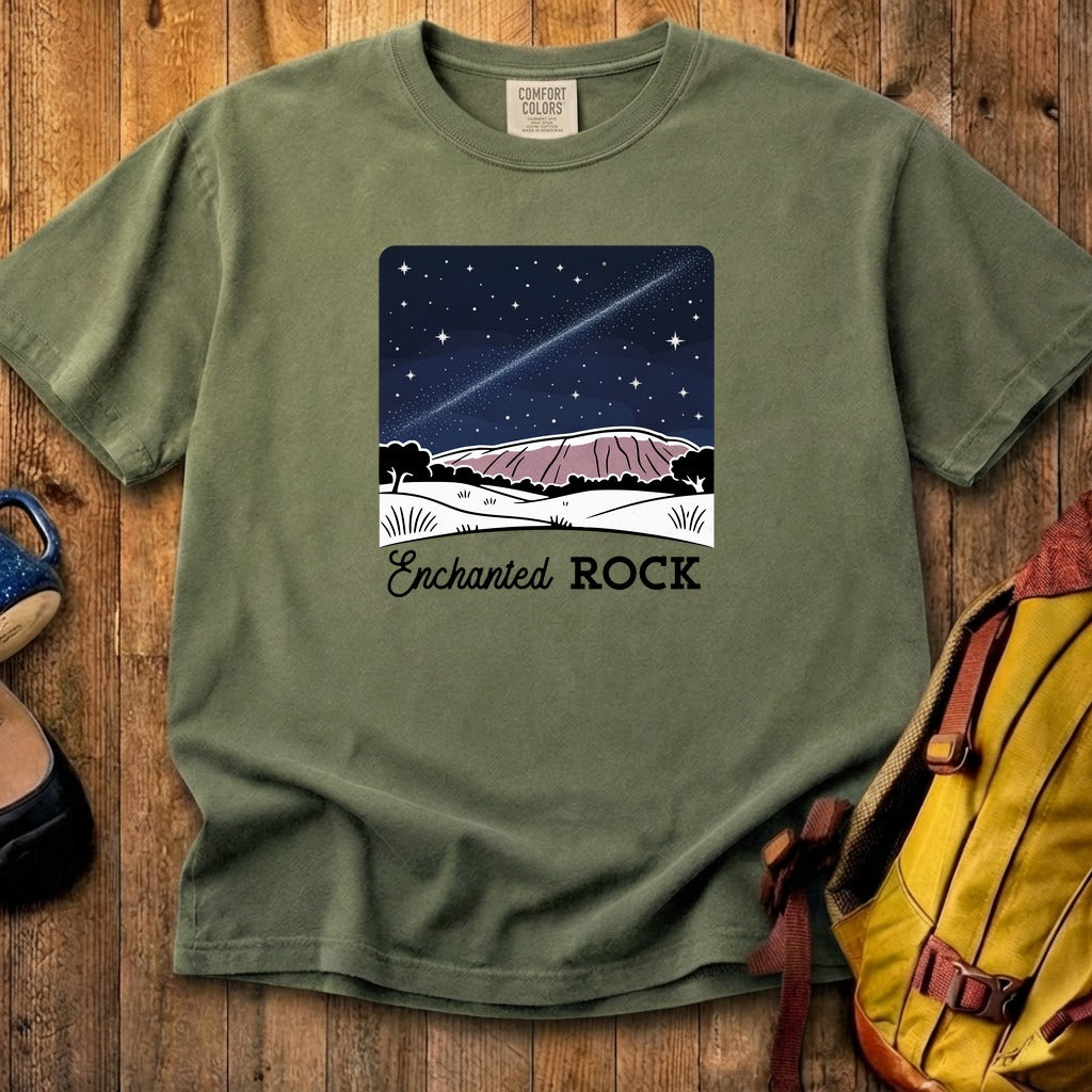 Enchanted Rock at Night Cotton T-Shirt