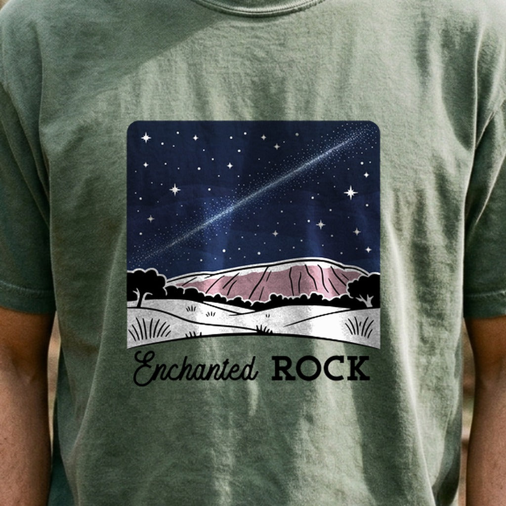 Enchanted Rock at Night Cotton T-Shirt