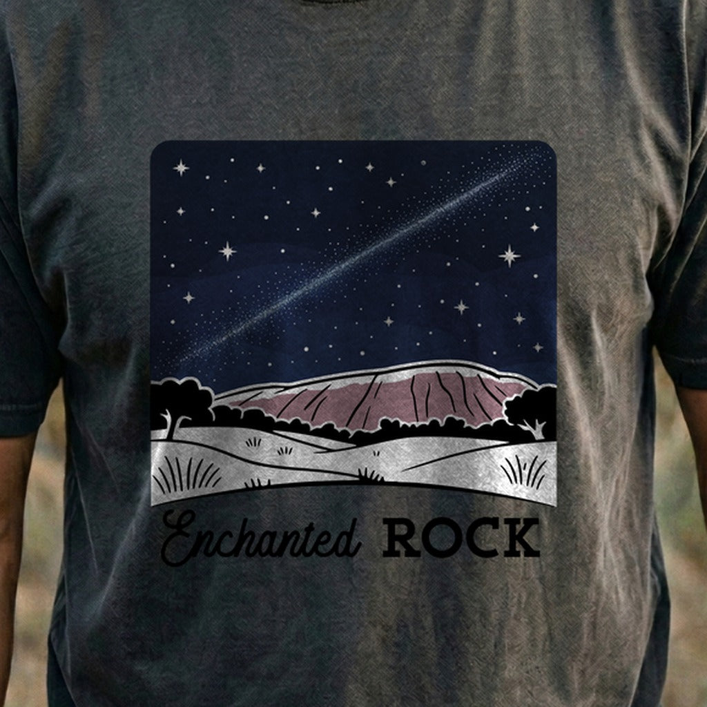 Enchanted Rock at Night Cotton T-Shirt