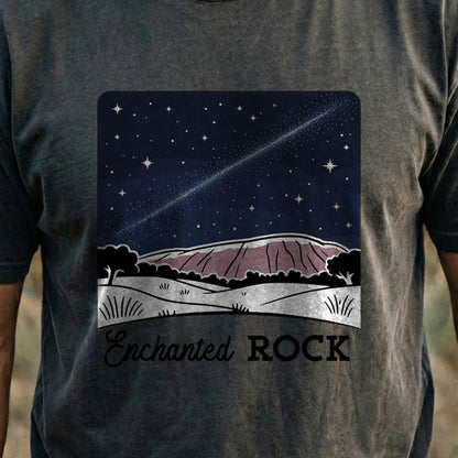 Enchanted Rock at Night Cotton T-Shirt