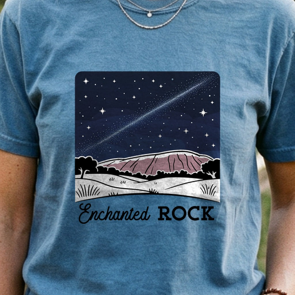 Enchanted Rock at Night Cotton T-Shirt