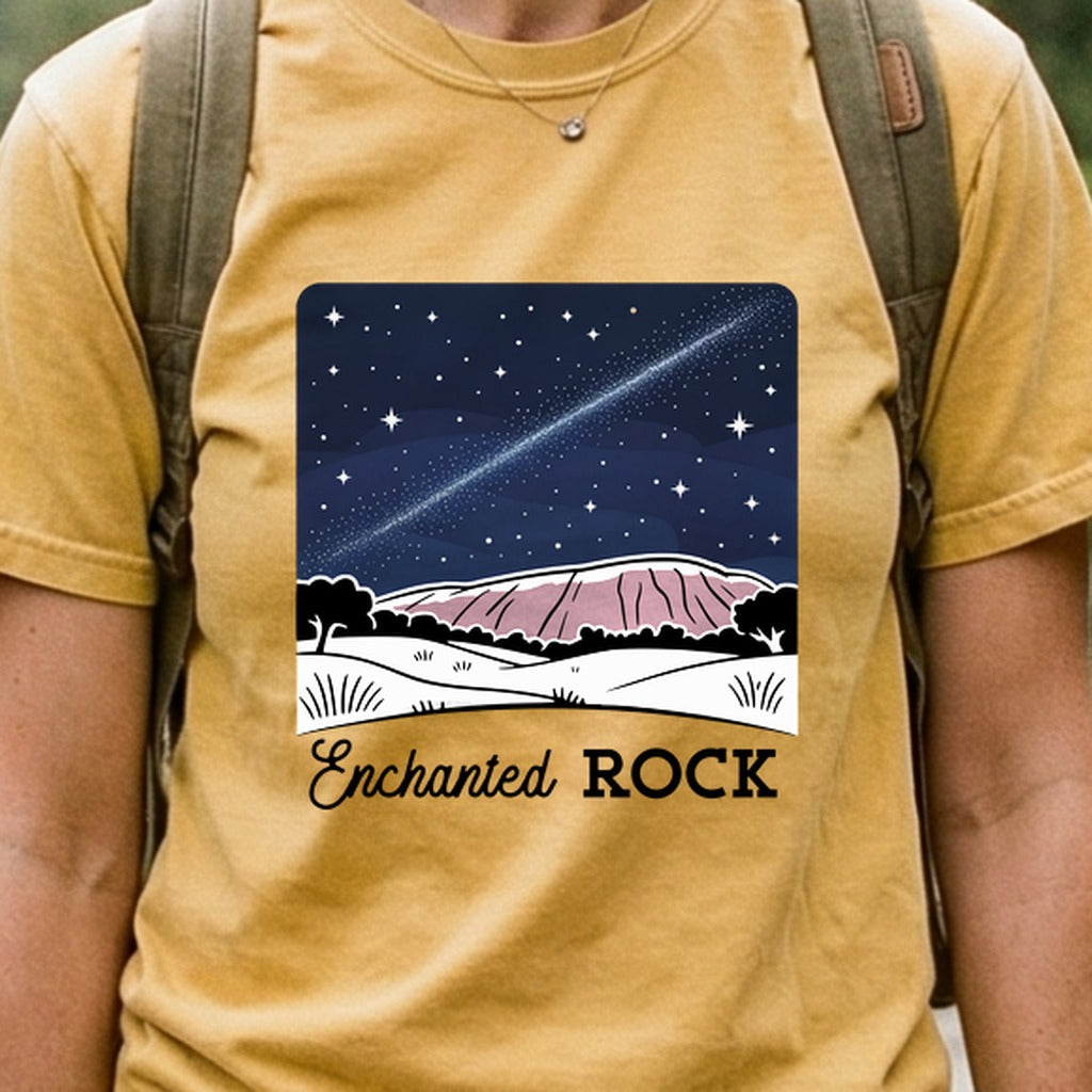 Enchanted Rock at Night Cotton T-Shirt