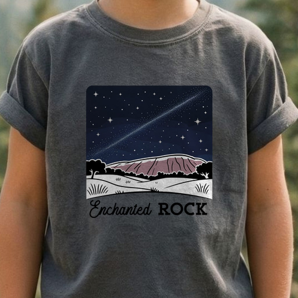 Enchanted Rock at Night Kids Cotton T-Shirt
