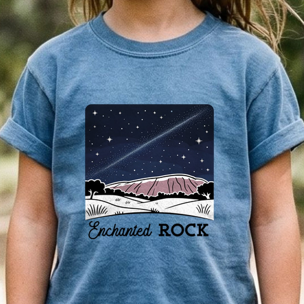 Enchanted Rock at Night Kids Cotton T-Shirt