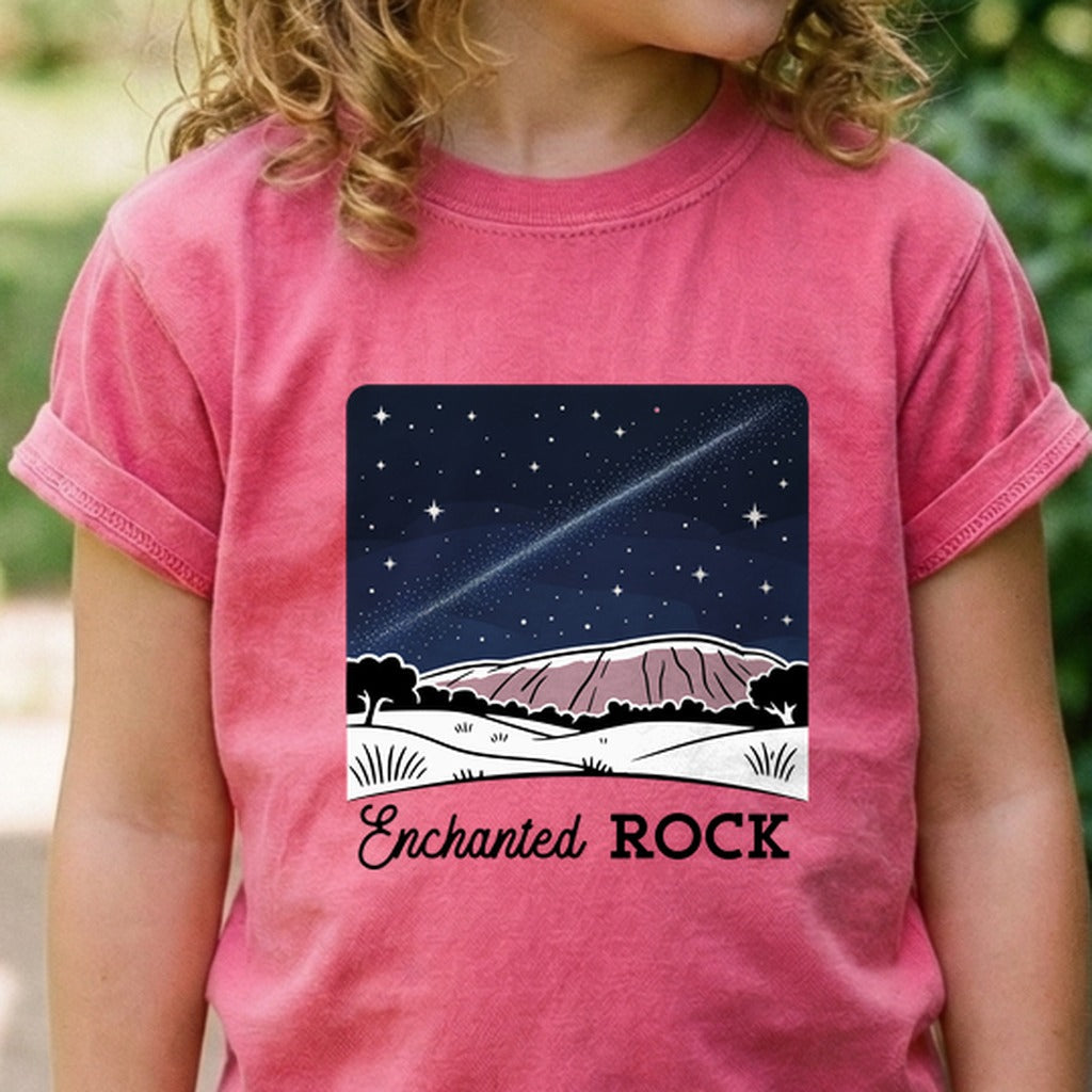 Enchanted Rock at Night Kids Cotton T-Shirt