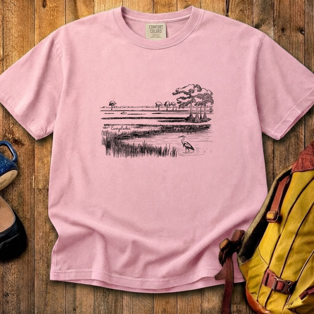 Everglades Line Drawing Cotton T-Shirt