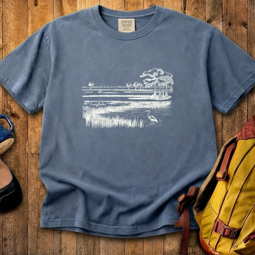 Everglades Line Drawing Cotton T-Shirt