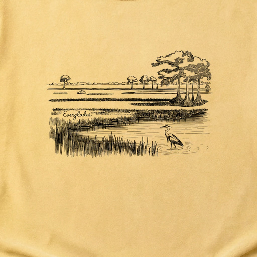 Everglades Line Drawing Cotton T-Shirt