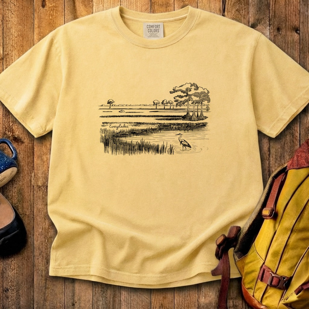 Everglades Line Drawing Cotton T-Shirt