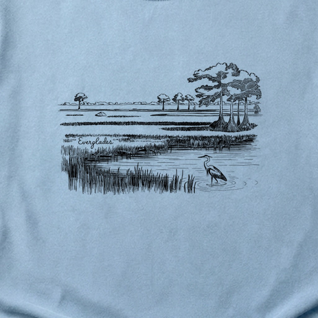 Everglades Line Drawing Cotton T-Shirt