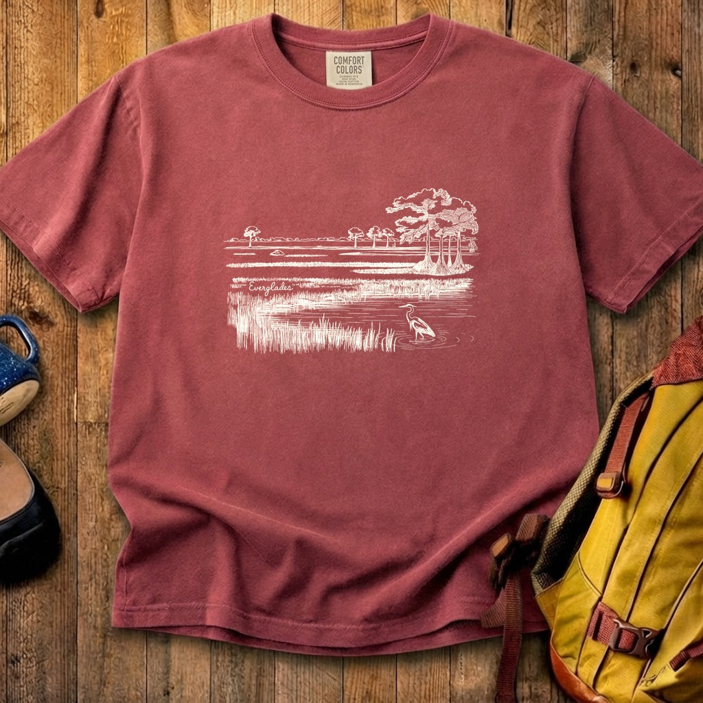 Everglades Line Drawing Cotton T-Shirt