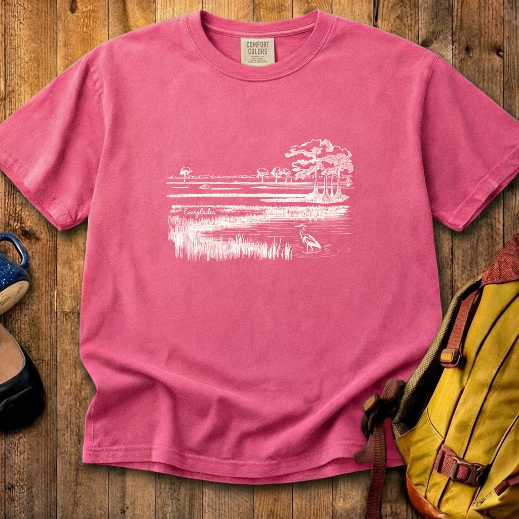Everglades Line Drawing Cotton T-Shirt