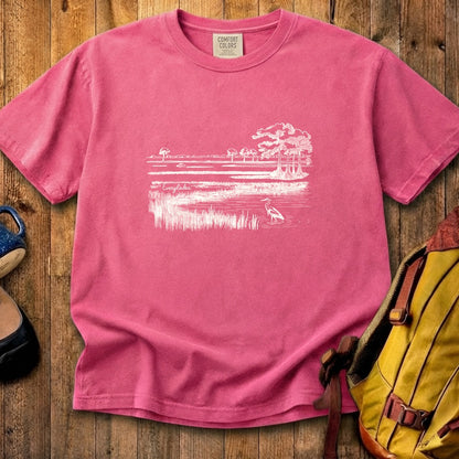 Everglades Line Drawing Cotton T-Shirt