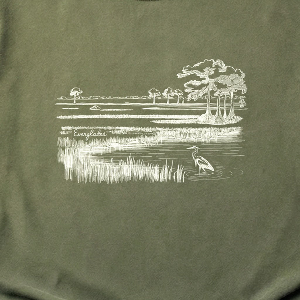 Everglades Line Drawing Cotton T-Shirt