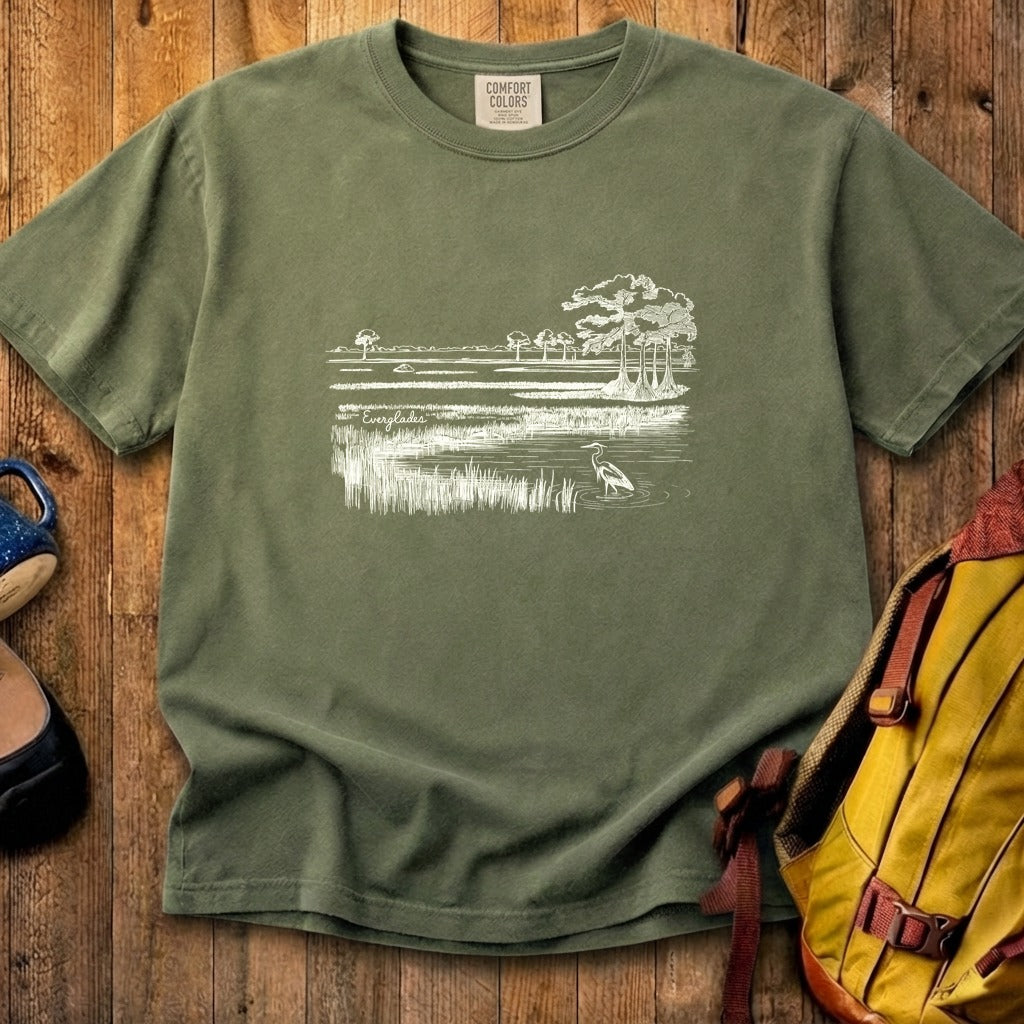 Everglades Line Drawing Cotton T-Shirt