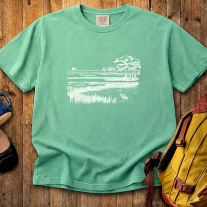 Everglades Line Drawing Cotton T-Shirt
