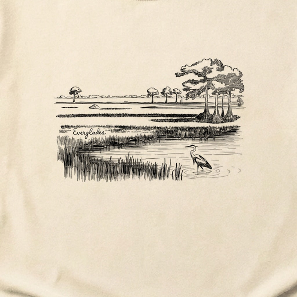 Everglades Line Drawing Cotton T-Shirt