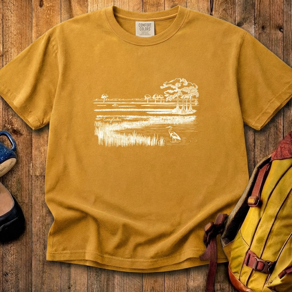 Everglades Line Drawing Cotton T-Shirt