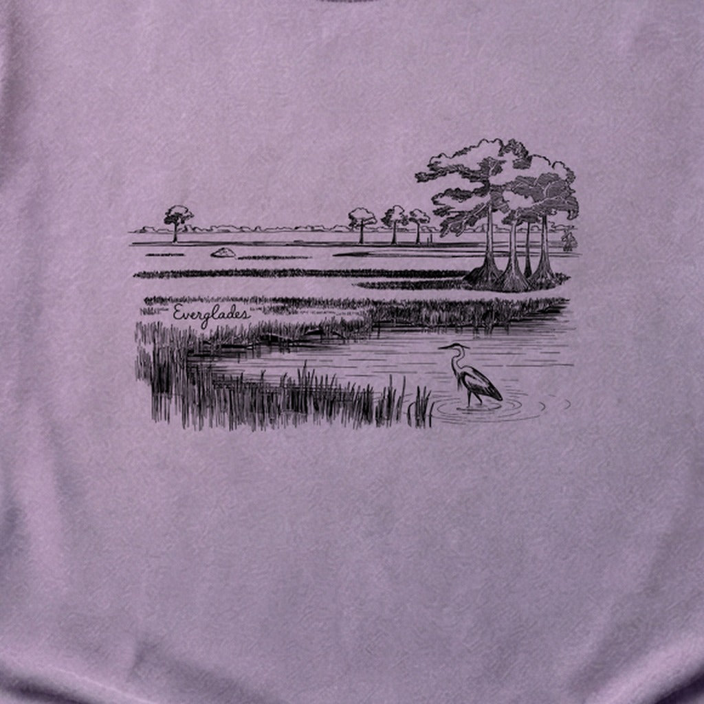 Everglades Line Drawing Cotton T-Shirt