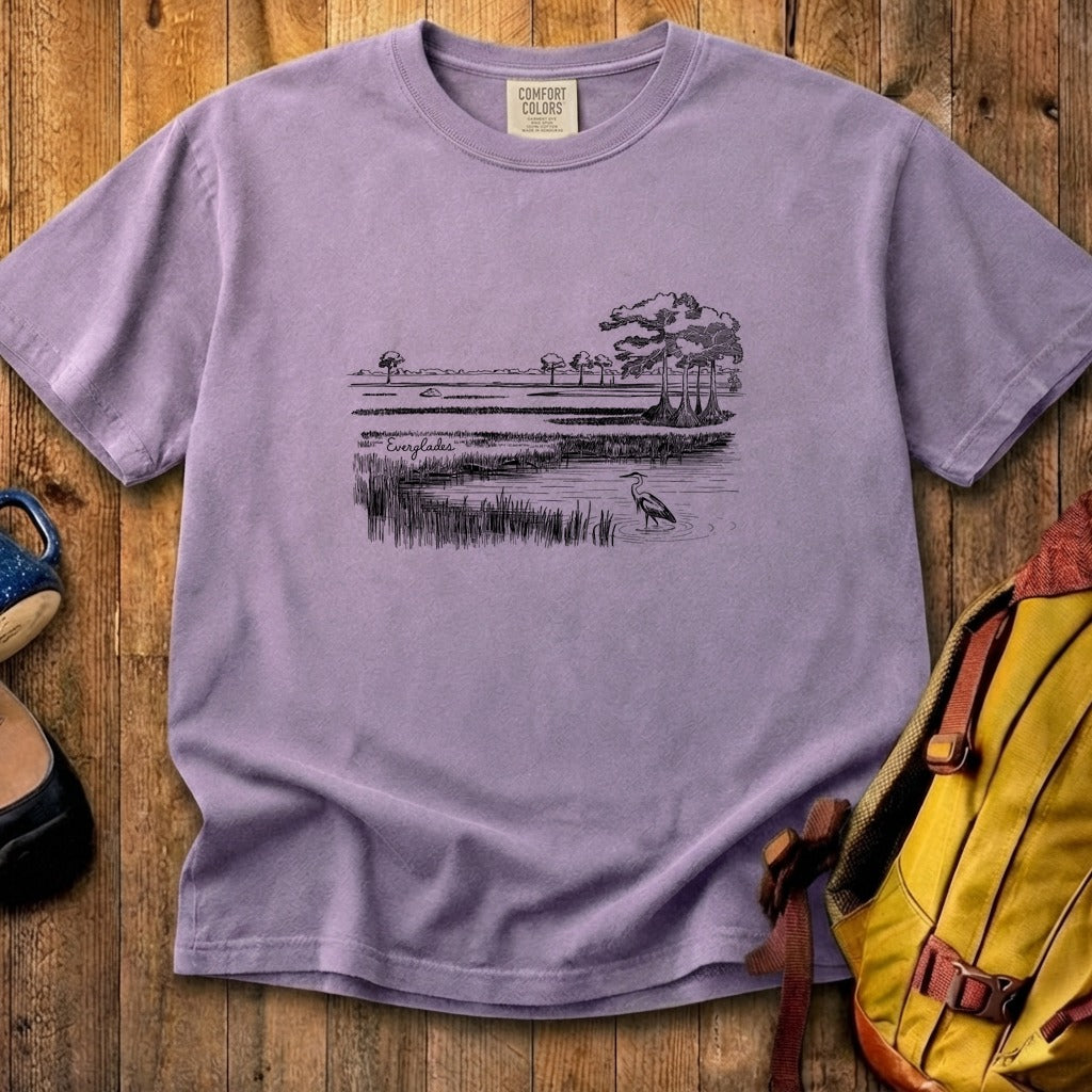 Everglades Line Drawing Cotton T-Shirt