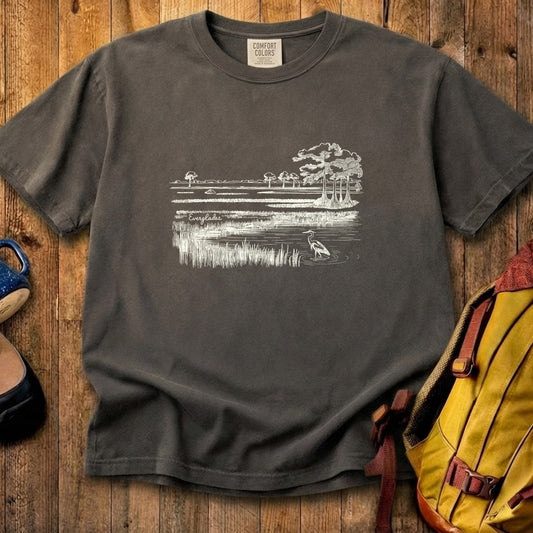 Everglades Line Drawing Cotton T-Shirt
