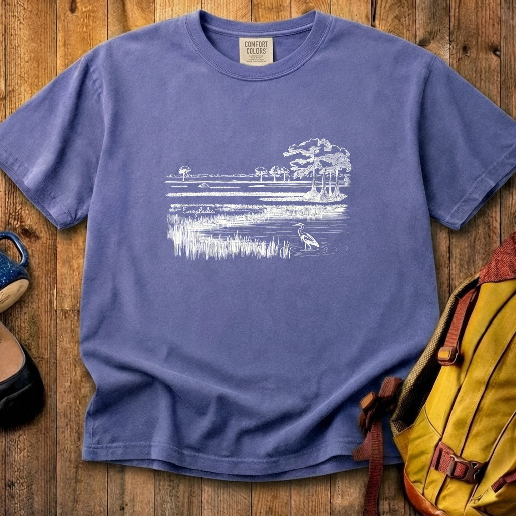 Everglades Line Drawing Cotton T-Shirt