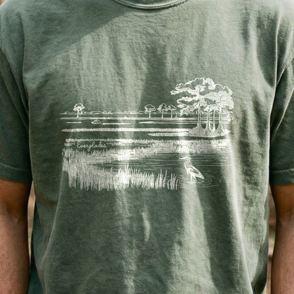 Everglades Line Drawing Cotton T-Shirt