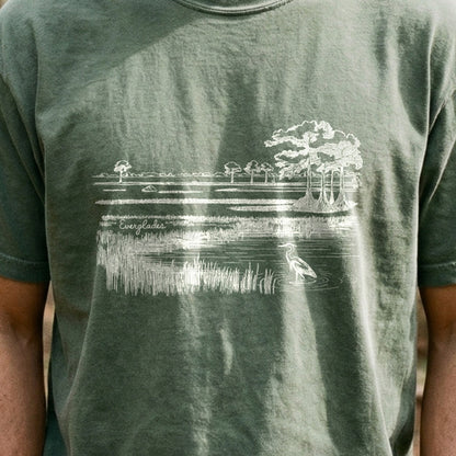 Everglades Line Drawing Cotton T-Shirt