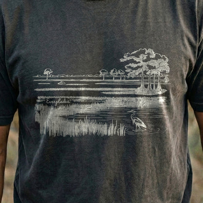 Everglades Line Drawing Cotton T-Shirt