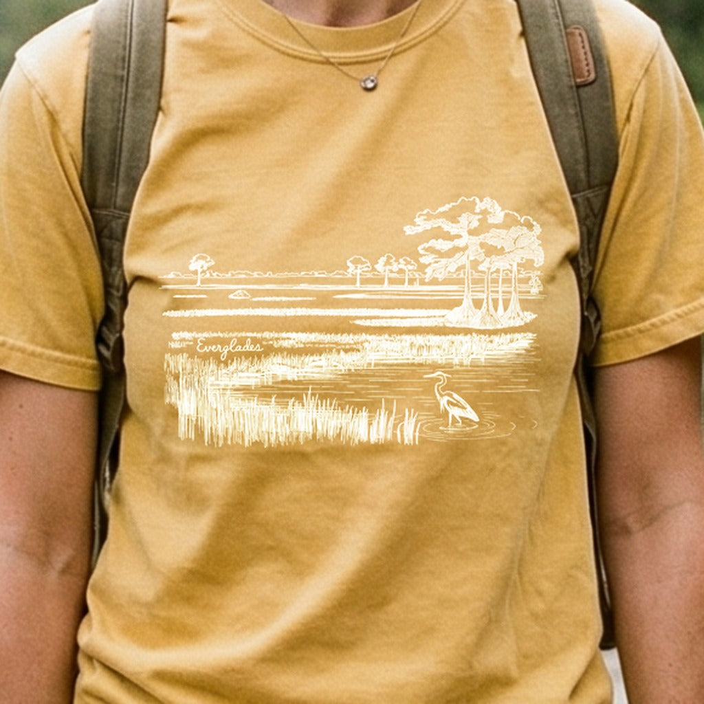 Everglades Line Drawing Cotton T-Shirt