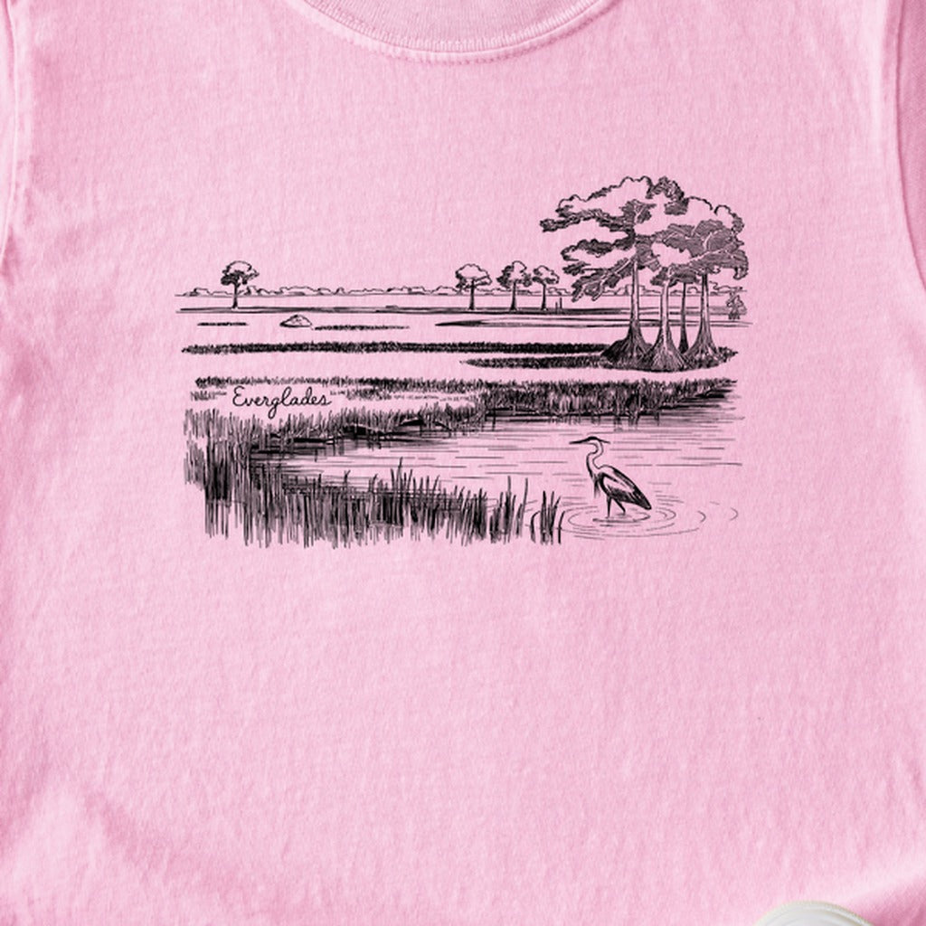 Everglades Line Drawing Kids Cotton T-Shirt