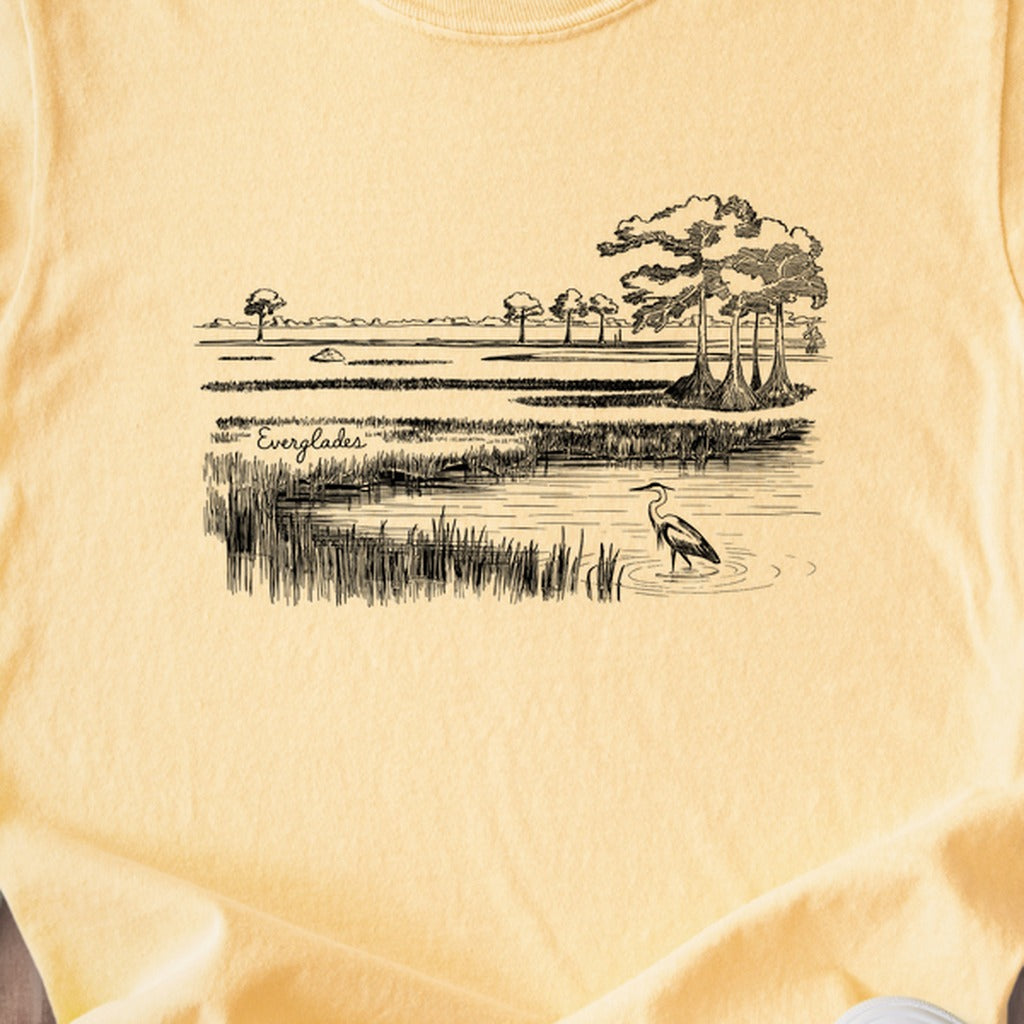 Everglades Line Drawing Kids Cotton T-Shirt