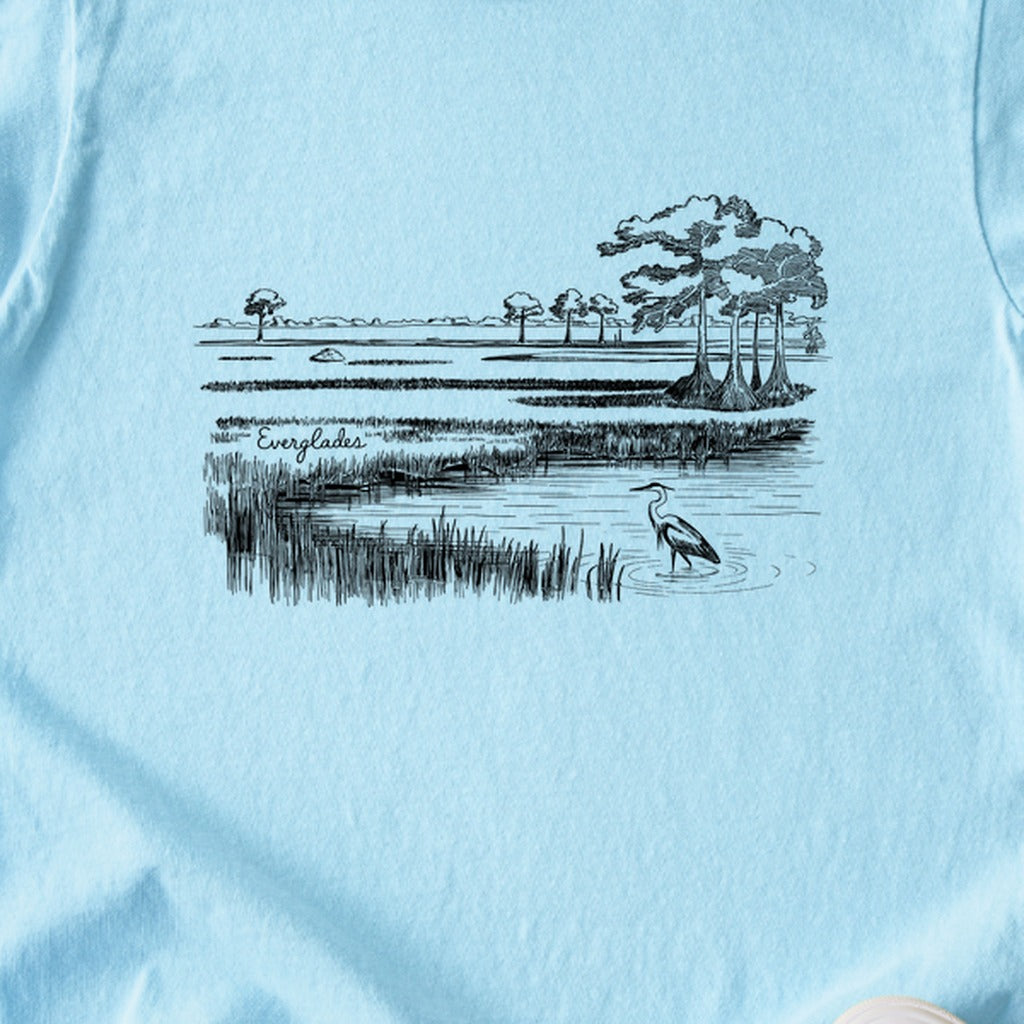 Everglades Line Drawing Kids Cotton T-Shirt