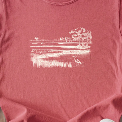Everglades Line Drawing Kids Cotton T-Shirt