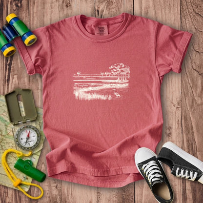 Everglades Line Drawing Kids Cotton T-Shirt