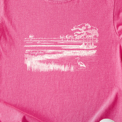 Everglades Line Drawing Kids Cotton T-Shirt
