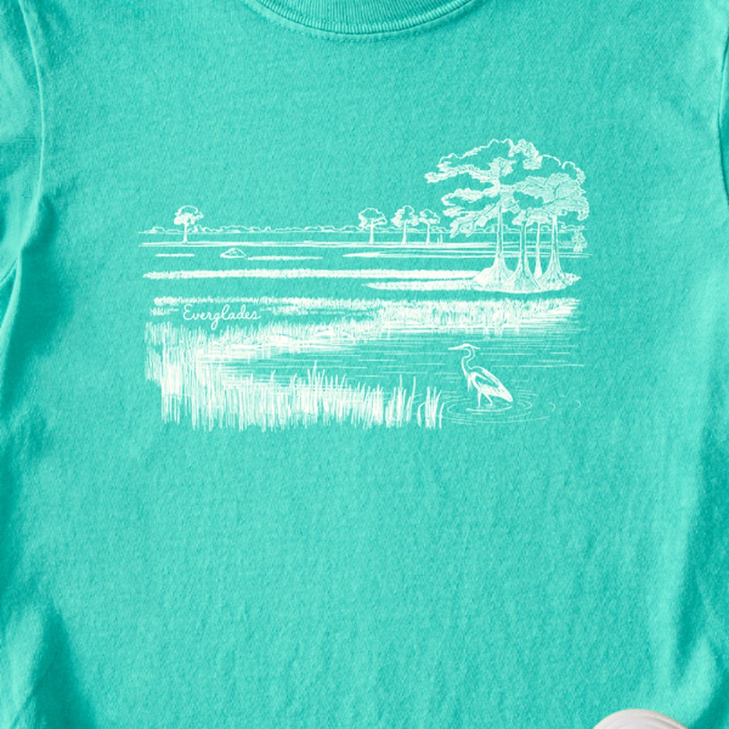 Everglades Line Drawing Kids Cotton T-Shirt