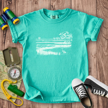 Everglades Line Drawing Kids Cotton T-Shirt