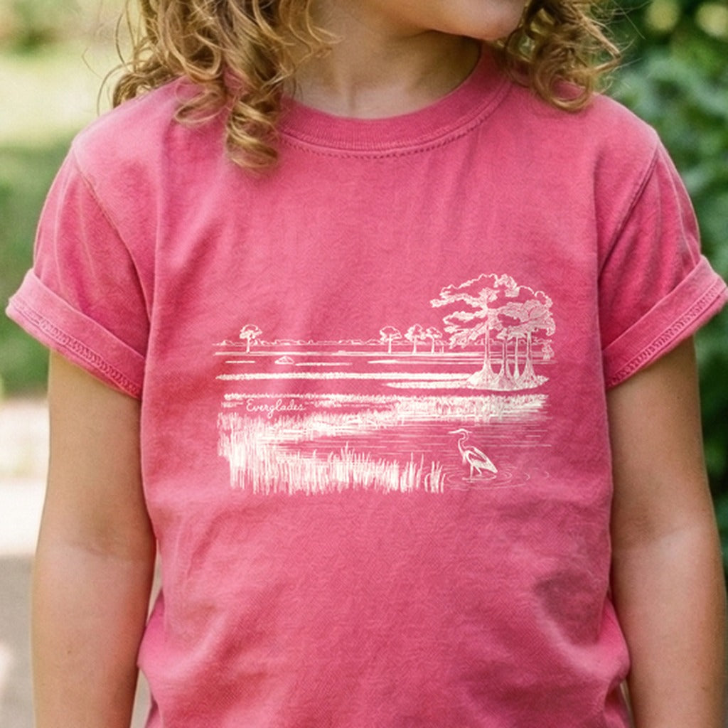 Everglades Line Drawing Kids Cotton T-Shirt