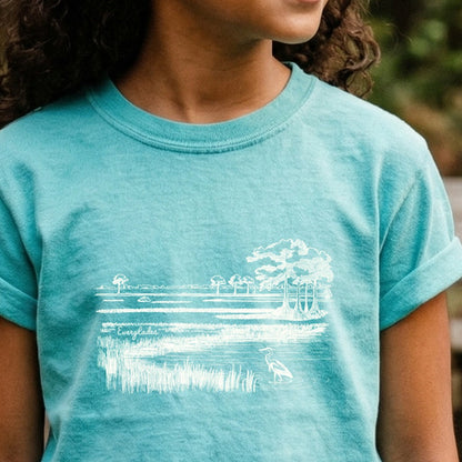 Everglades Line Drawing Kids Cotton T-Shirt