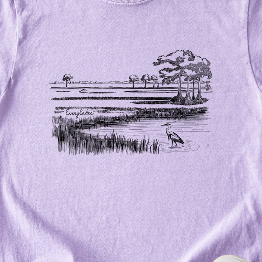 Everglades Line Drawing Kids Cotton T-Shirt