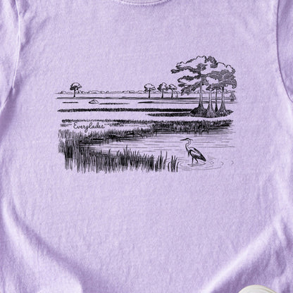 Everglades Line Drawing Kids Cotton T-Shirt