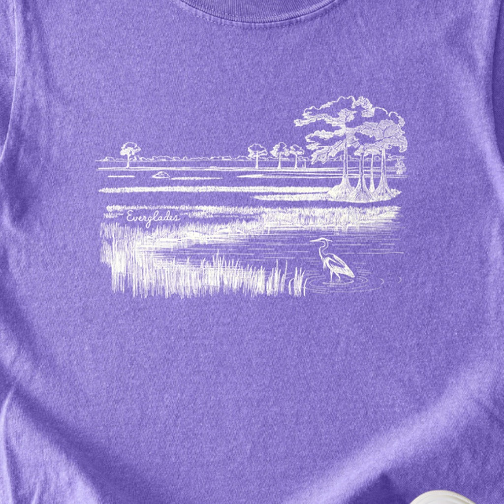 Everglades Line Drawing Kids Cotton T-Shirt