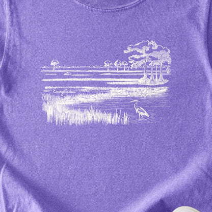 Everglades Line Drawing Kids Cotton T-Shirt