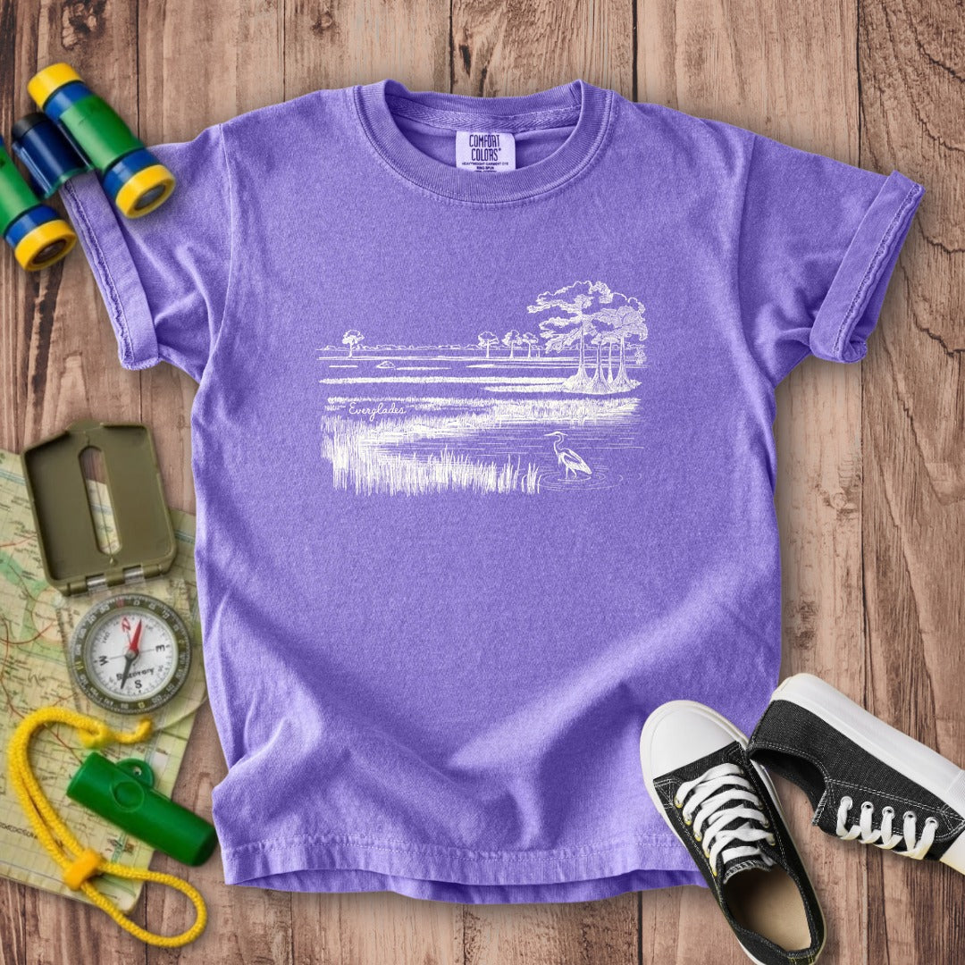 Everglades Line Drawing Kids Cotton T-Shirt