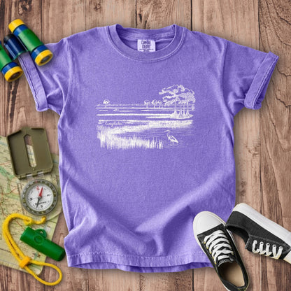 Everglades Line Drawing Kids Cotton T-Shirt