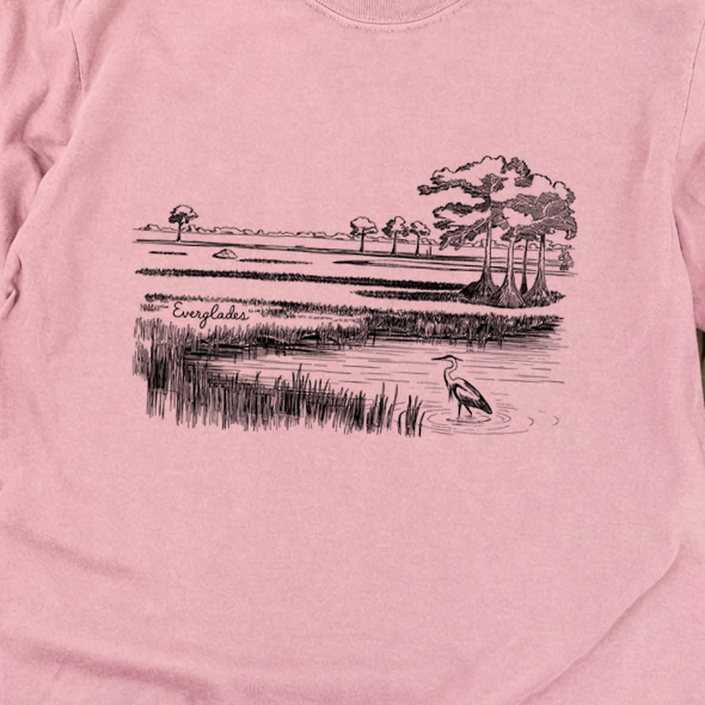 Everglades Line Drawing Cotton Long Sleeve