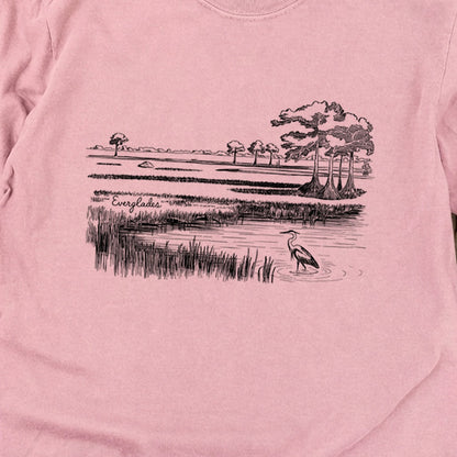 Everglades Line Drawing Cotton Long Sleeve